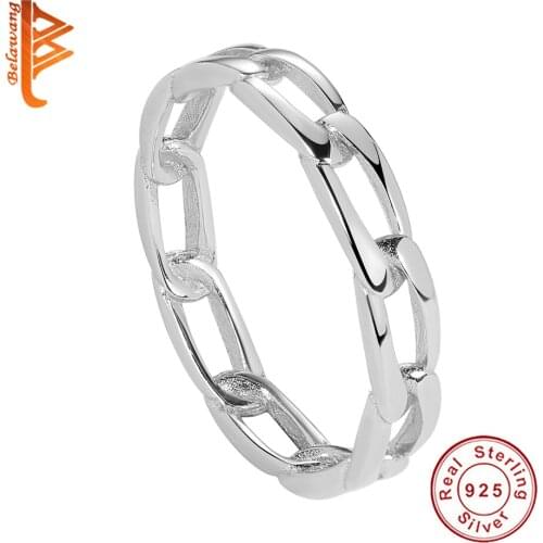 Simple Authentic 925 Sterling Silver Weave Cross Link Chain Ring Engagement Wedding Fashion Jewelry for Women