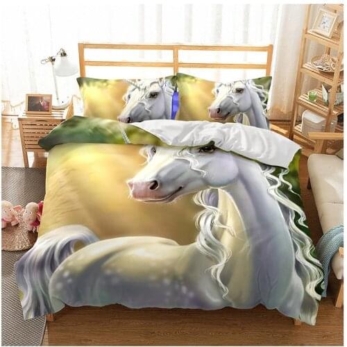 BEST.WENSD Unicorn Quilt cover set bedding set queen size duvet cover with pillowcases kids Bedding set dekbedovertrek 240/220