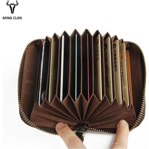 Fashion Genuine Leather Large Capacity Retro Coin Purse Card Case Zipper Short Credit Card Holder