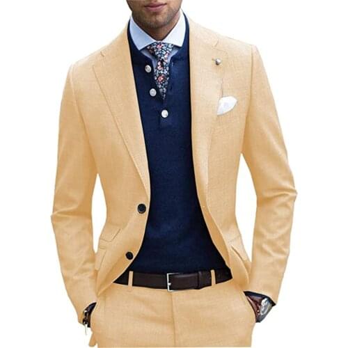 Mens Wedding Suits Formal 2 Pieces Colorful Single Breasted Two Buttons Slim Fit Stylish Blazer Jackets and Pants Costumes