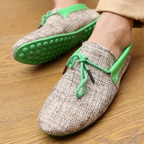 Loafers Shoes Chaussure Homme Zapatos Non-Leather Casual Scarpe Uomo Buty spring summer Plates Schuhe Flats Hemp Comfortable