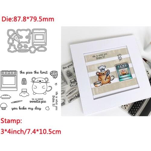 Cute Mouse For Baking Words Transparent Clear Stamps Matchable Cutting Dies for DIY Scrapbooking Cards Crafts New 2020