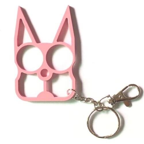 Multifunctional Keychain Bottle Opener Cartoon Cat Tiger Set Double Finger Buckle Outdoor Gadgets Broken Window Tools