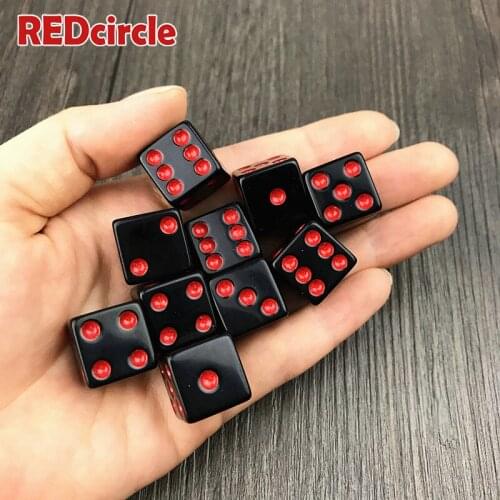 Number Cube Black Dice with Colorful Dots of 10 Pcs 16mm New s D6 Special Six Sided Bar Games Gambling Dado Set