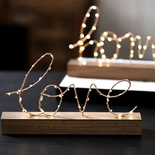 Table Lamp LED Light LOVE Letters Home Decorative Figurines Ornaments LED Lamp Light Bedroom Layout Decoration Gift