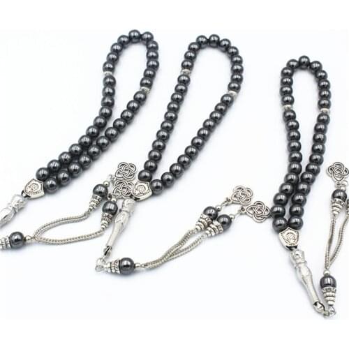 Tasbih Natural Hematite Stone Promotes Blood Circulation Misbaha 33 Beads Muslim Bracelet Islamic Gift Accessoriy Turkey Jewelry