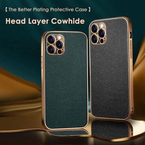 2021 New High-End Genuine Leather Electroplated Soft Case For iPhone 12 11 Pro Full Lens Protective For iPhone X XS XR 7 8 Cases