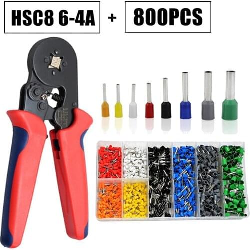 800pcs 0.5-6mm2 Wire Terminal Crimp Connector Insulated Uninsulated Wire End Ferrules + 1PC Crimper Plier