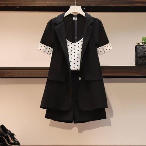 Single/large size womens summer new 200 kg fat sister belly slimming suit womens foreign style aging three-piece suit