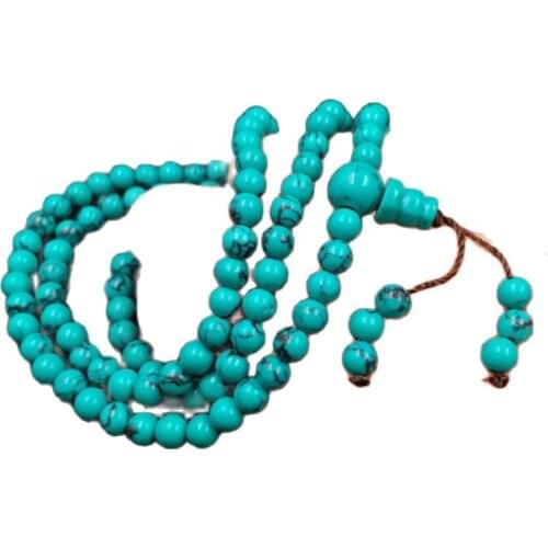 Optimized Turquoise Bracelet 6mm Round Beads 108 Multi-Loop Bracelet Necklace