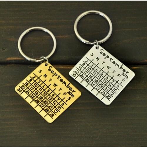 Personalized Calendar Keychain,Calendar Keychain,Engraved Date Key Ring,Birthday Gift,Anniversary Gift,Gift for Him