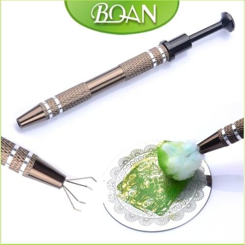 BQAN 1Pcs Alloy Manicure Saver Cotton Claw Clean Nail Stamp Template Nail Stamping Plates Tool Nail Art Tools