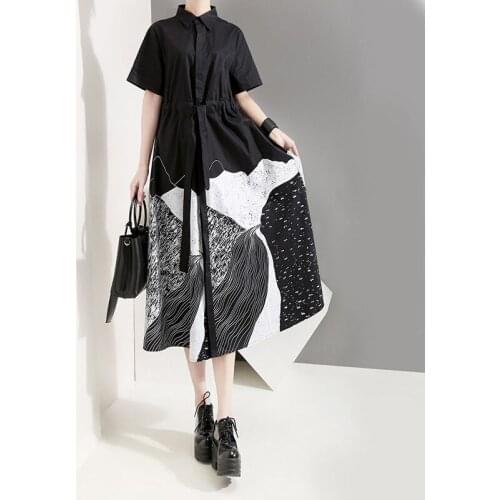 Japanese And Korean Dress Summer 2021 Autumn New Original Womens Short-Sleeved Skirt With High Waist Shirt Skirt