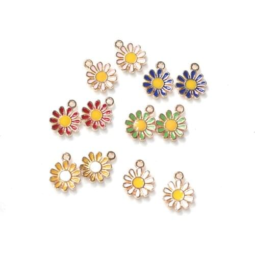 10pcs--12*15mm Sunflower Charm Metal drip Gold tone Daisy Shape flower Charm Pendants For earring necklace diy Jewelry Making