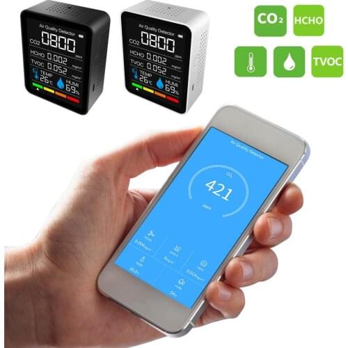 Intelligent CO2 Monitor Portable Air Quality Indoor Temp & Humidity Meter Real-time Monitoring Analyzer Bluetooth Connection