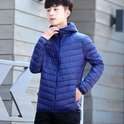 White Duck Down Coat Plus Size Casual Outerwear Ultra-light New-Thin Down Jacket Mens 2019 Autumn Winter Short Hooded Warm #YR3