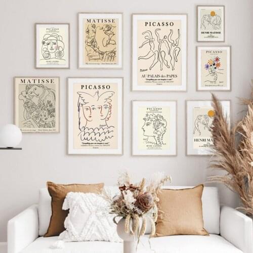 Modern simple Nordic abstract line figure Matisse retro art poster combination decorative painting picture painting core