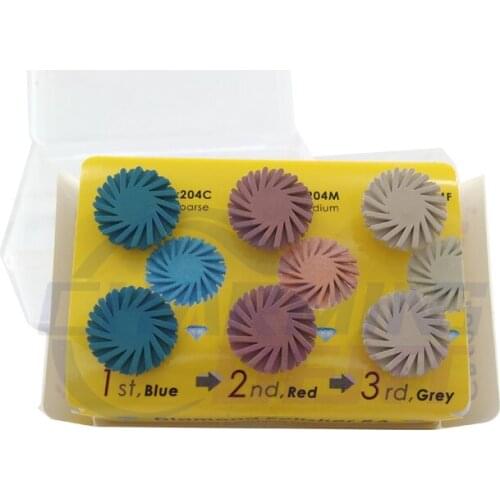 Dental Oral Materials Abrasive Composite Polishing Wheel Kit Contra Angle RA Burs Polisher for Ceramic Zirconia Resin