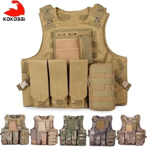 KoKossi Tactical Vest for Airsoft Military Molle Combat Assault Plate Carrier Tactical Vest CS Outdoor Clothing Hunting Vest