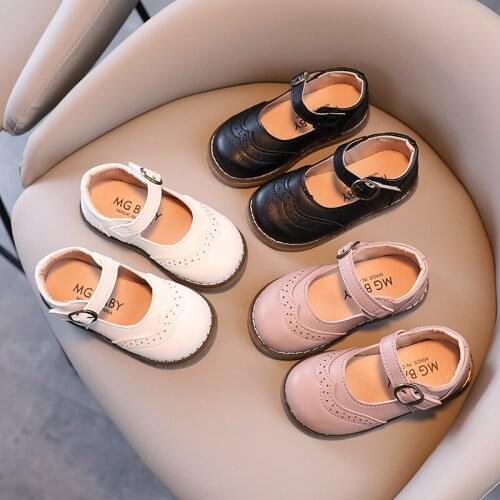 Baby Soft Leather Shoes Girl Princess Shoes 2021 Autumn New Childrens Comfortable Back To School Shoes Peas Shoes Chic 21-30