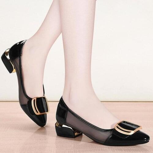 Womens Shallow Single Shoes Summer New Mesh Square Buckle Sandals Women Casual All-match 3CM Low-heel Sandals Women Shoesghn6