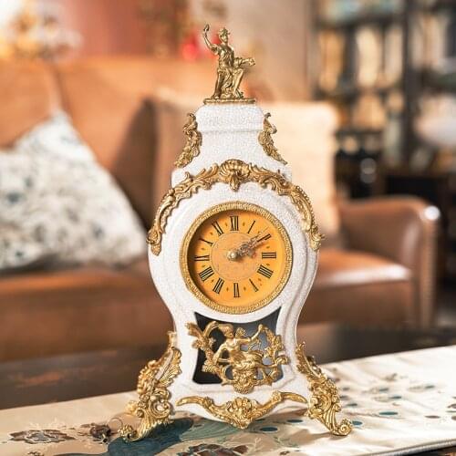 Zq European-Style American-Style Ceramic with Copper Clock Decoration Luxury Villa Hanging High-End Luxury Soft Decoration
