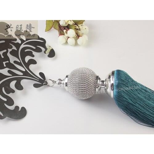 1Pcs Luxury Iron Crystal Ball Long Tassel Curtain Hanging Belt Curtain Accessories Strap Tieback Buckle Villa Lashing Bind