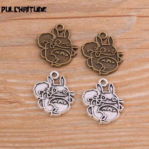 8PCS 19*21mm New Product Two Color Animal Totoro Charms Pendant Jewelry Metal Alloy Jewelry Marking