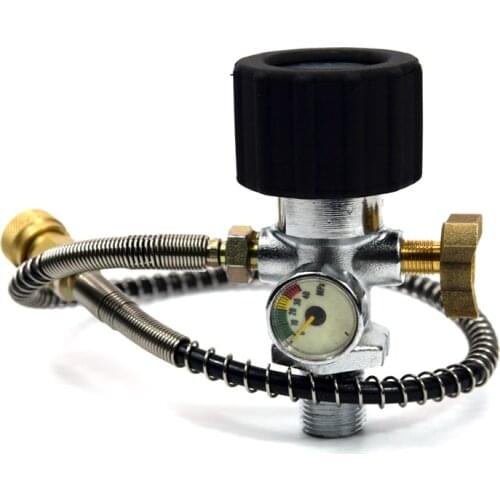 PCP Air Fill Adapter Carbon Fiber Cylinder Filling to Small Tank With 50cm Spring Wrapped Hose and Air Bleeder