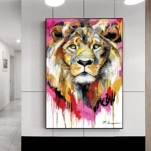 Watercolor Lion Canvas Paintings on Wall Animal Oil Paintings Wall Pictures Posters and Print for Home Living Room Decor