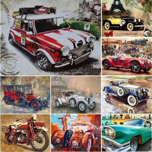 5D DIY Diamond Painting Embroidery Landscape Classic Car Full Drill Handmade Craft Mosaic Picture of Rhinestone Home Decor Gift