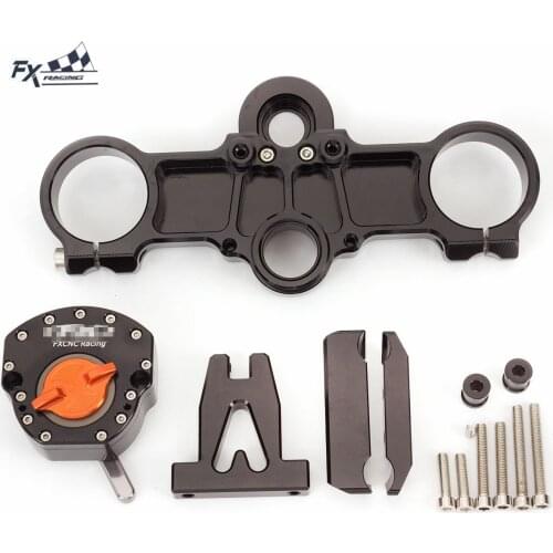 CNC Aluminum Steering Damper For RC 250 390 Adjustable Motorcycle Stabilizer Damper Bracket Top Triple Clamp Set RC250 RC390