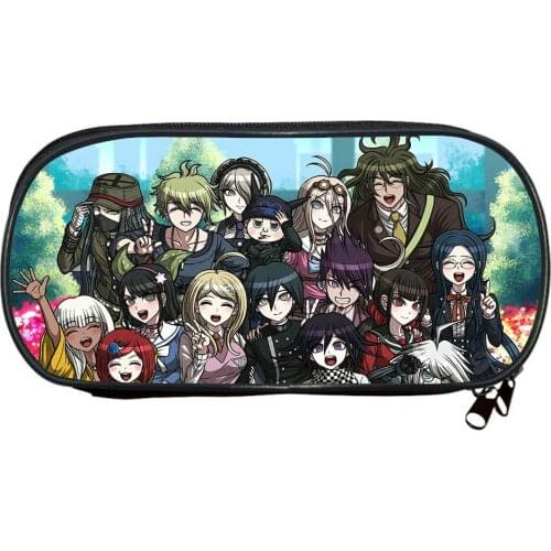 Anime Danganronpa Pencil Bag Multifunction Pencil Case Kawaii Large Stationery Storage Bags Cute Makeup Bag School Supplies