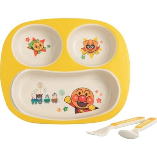 Bamboo child baby tableware plate set kids children dinnerware set dishes and plates sets feeding cup soup fork spoon utensils