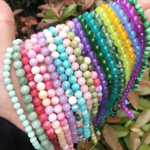 Natural Amazonite Angelite Jades Chalcedony Stone Beads Round Loose Spacer Beads For Jewelry Making Diy Bracelet 4-12mm 15inches