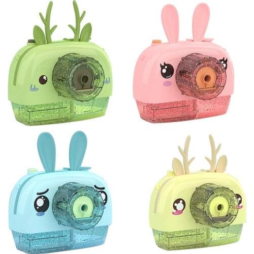 Kids Creative Rabbit Elk Camera Light Music Electric Automatic Bubble Blower Machine Interactive Game Toy