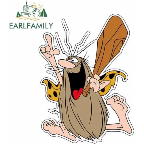 EARLFAMILY 13cm x 9.6cm for Captain Caveman Cartoon Funny Car Stickers JDM Vinyl Car Wrap Waterproof Anime RV VAN 3D Fine Decal