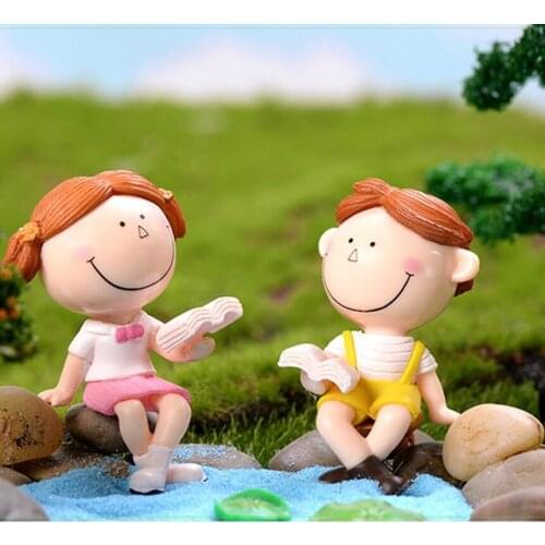 1 Set Sale Hot New Lovely Cartoon Couple Characters Dolls Model Funny Micro Landscape Fairy Garden Gnomes Figurine Ornaments