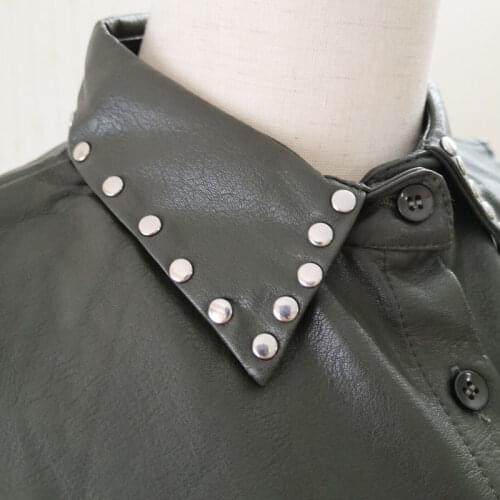 Rivet Faux Leather Fake Collar Women Plus size XL Detachable Collar Cols Accessories False nep kraagje Tie Lapel half Shirt