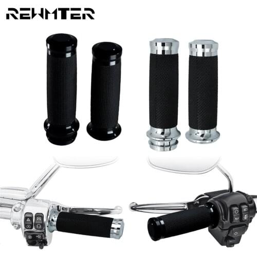 Motorcycle 1'' 25mm Handle Grips Electronic Throttle Hand Grips Black/Chrome For Harley Softail Touring Breakout Electra Glide
