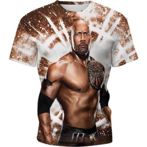 2021 Summer New Mens T-shirt 3D Dwayne Johnson Print T-shirt Cool Casual Fashion Hip Hop Round Neck Fitness Sports Short Sleeve
