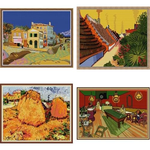 Van Gogh Painting Series Cross Stitch Kits Aida 14CT 11CT Oil Painting Landscape Embroidery Set Needlework DIY Abstract Art Work