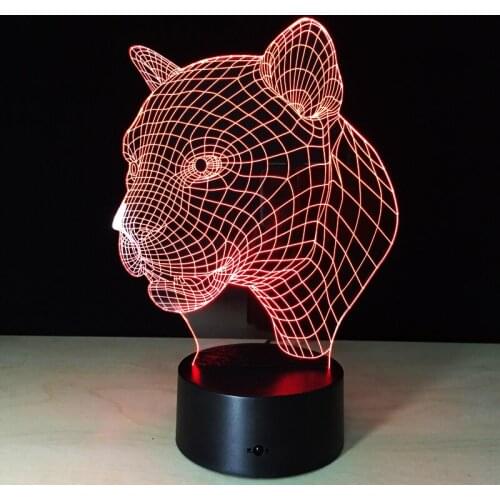 New Leopard Head Induction Light LED Table Lamp Acrylic LED Colorful USB Dry Battery Dual-Use Power Supply