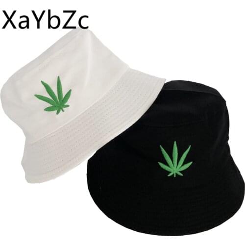 Men Women Maple Leaf Bucket Hat Hip Hop Fisherman Panama Hats Embroidery Cotton Outdoor Summer Casual Swag Bucket Cap