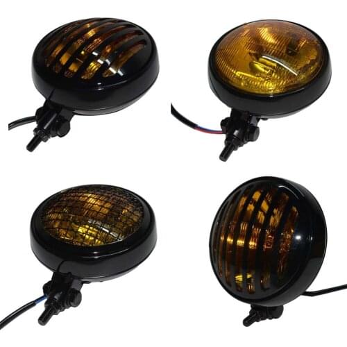 6" Black Amber Cafe Racer Front Light Motorcycle Headlight Head Light Lamp For Harley /Bobber /Chopper /Touring