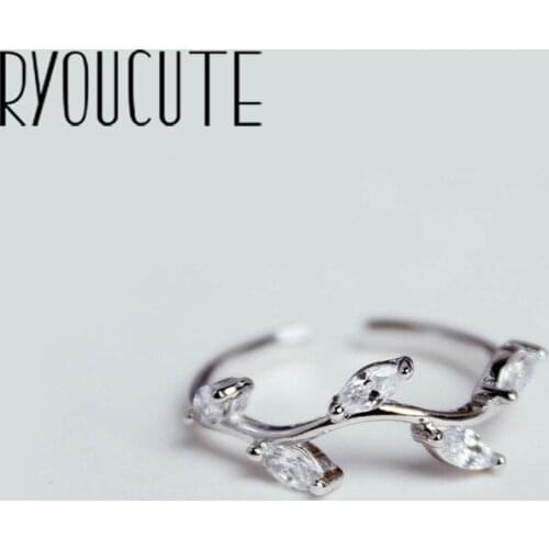 Trendy Personality Punk Zircon Leaf Rings For Women Men Lady Girls Resizable Size Rings Party Jewelry Charm Gifts 2021