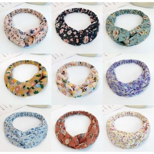 Floral Headband Cross Knot Elastic Headwear for Women Girl Vintage Hair Accessories Bohemian Bandanas Sport Head Dress 2021