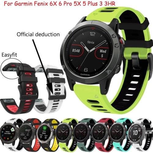 26 20 22mm Sport Silicone Watchband Wriststrap For Garmin Fenix 6X 6 6S Pro 5X 5 5S Plus 3 3HR Easy Fit Quick Release Wirstband