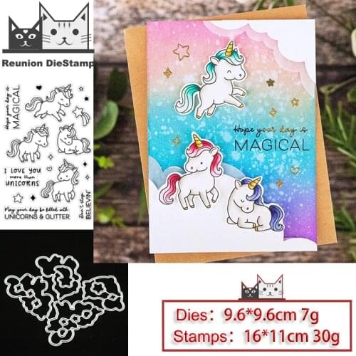 Reunion Unicorn Metal Cutting Dies and Stamps for DIY Scrapbooking Photo Album Decorative Embossing DIY Paper Cards Cut Die 2020