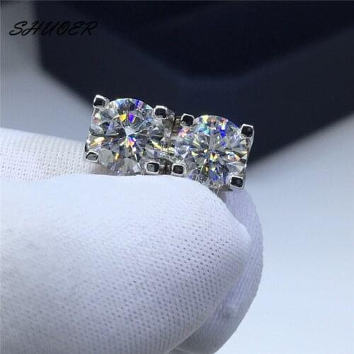 Classic 925 Sterling Silver Brilliant Cut Pass Diamond Tester 1 Carat D Color Moissanite Cow Head Stud Earrings Women Jewelry